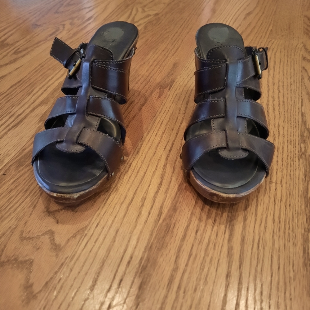 Brown Wedge Sandals size 7 1/2